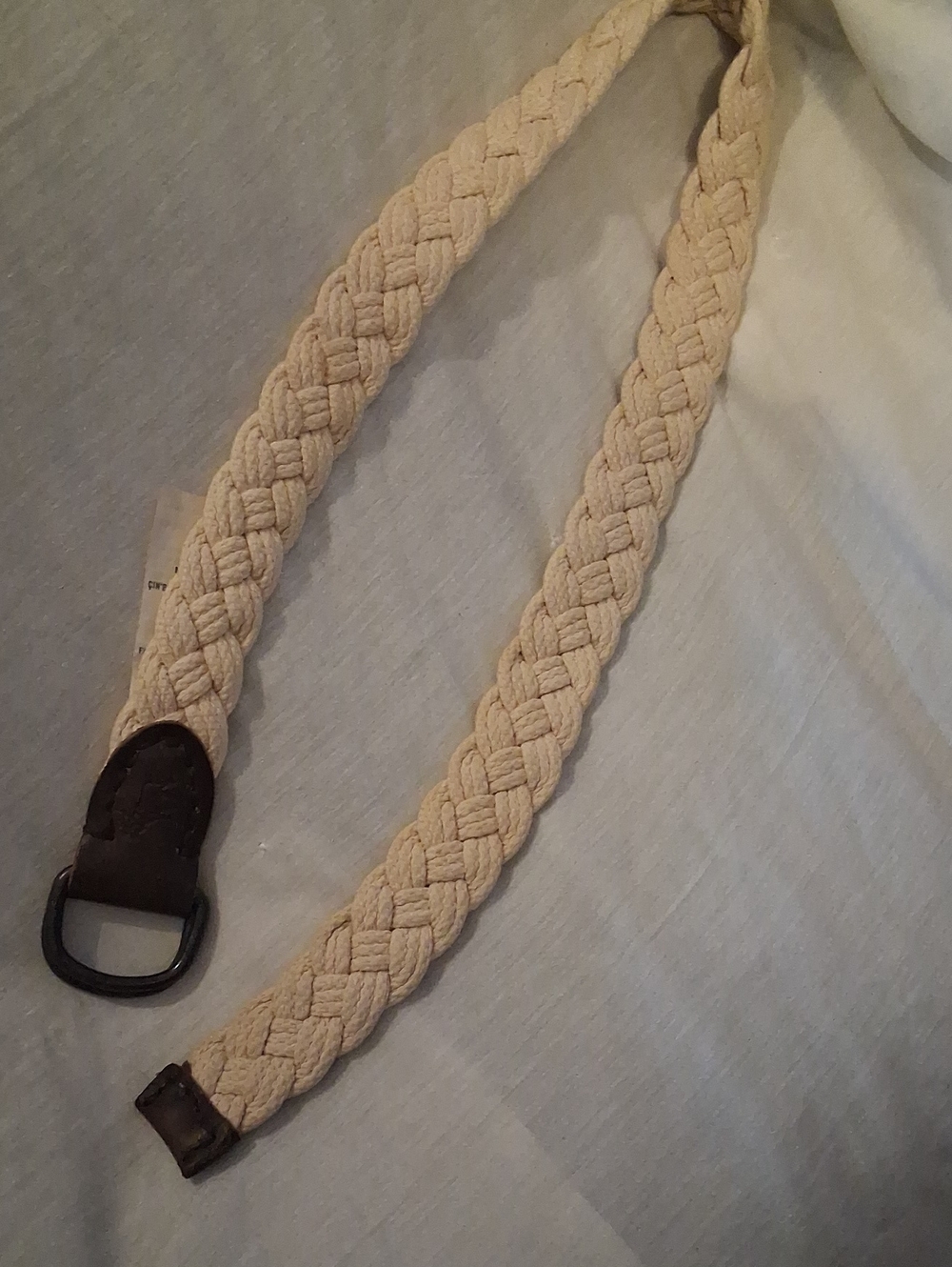 Braided Cotton Belt in Cream with Dark Hardware